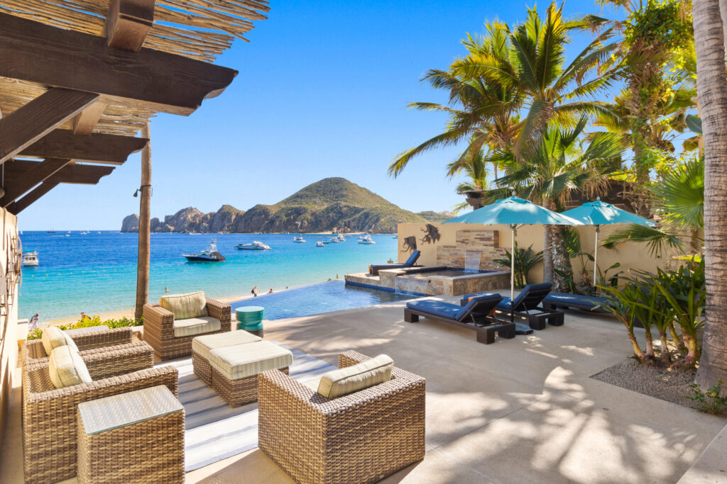 Los Cabos Pedregal Csl Casa LA PIÑATA A luxury villa located in the exclusive Pedregal Cabo San Lucas. Perfect as a private residence or a high-end vacation rental, this villa offers an exceptional combination of comfort, style, privacy, and location.The villa features 8 bedrooms including a service room (as an independent apartment suite), 8.5 bathrooms, and 13 beds.Fully furnished and equipped with top-quality finishes, providing a turnkey experience.Every detail has been thoughtfully crafted to create an exceptional space for family gatherings and entertaining. The expansive terrace includes a great swimming pool, 2 jacuzzi, bar, 2 BBQ station, 2 fire pits, and multiple lounge areas, to enjoy the very best of Cabo living The interiors feature cozy and elegant living spaces, including a inside bar, games room, media room and impeccable design in every corner Fully furnished and equipped, representing an outstanding opportunity. With its exceptional design, amenities, and location, this villa embodies the best of the Baja lifestyle for sale