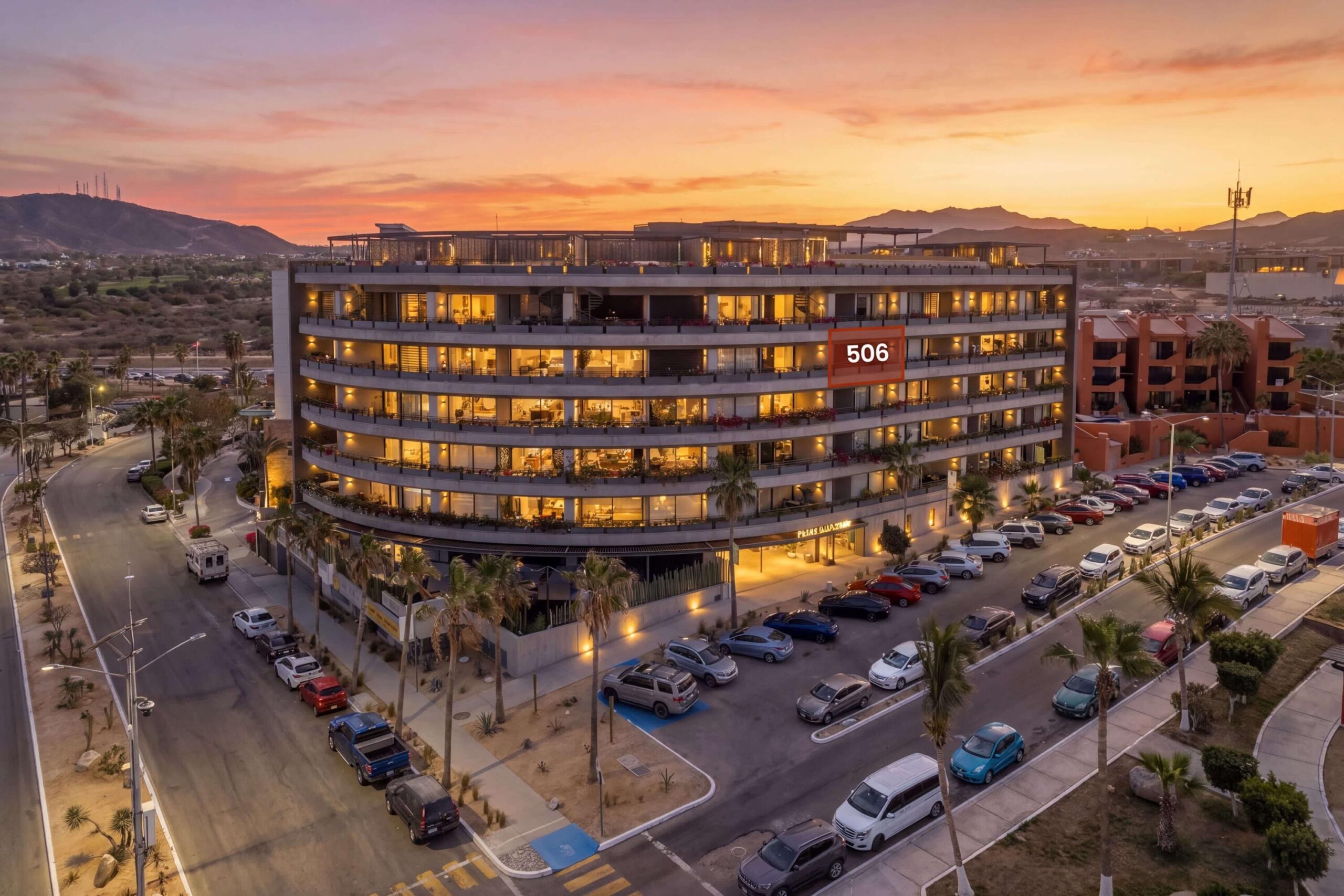 Los Cabos Amaterra Discover elevated living at Amaterra 602A, a stylish turnkey penthouse in the heart of the Cabo San Lucas corridor. Located just a 5-minute walk from the beach, this fully furnished 2-bedroom, 2-bath residence offers comfort, convenience, and excellent Airbnb potential. Positioned on the 6th floor, the condo features modern finishes, mini-split A/C, ceiling fans, and a bright open layout with city for sale