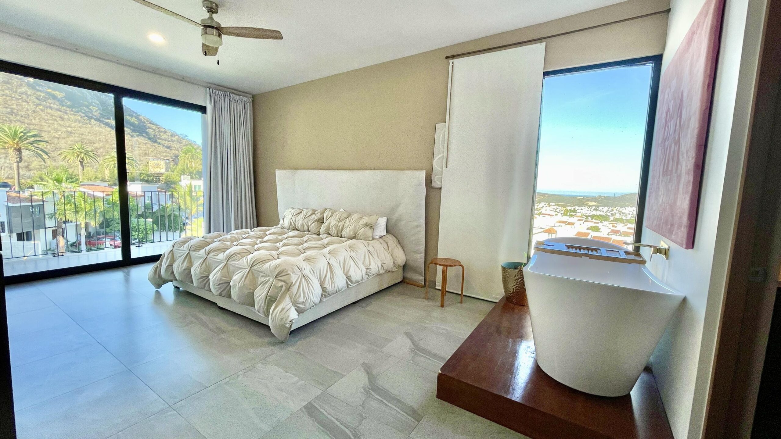 Los Cabos Brisas Del Tezal Ready for delivery! Brisas del Tezal Penthouse featuring 2 bedrooms and 2 1/2 bathrooms in an exclusive low-density community of 36 units across two 4-story elevator buildings. Located minutes from Medano Beach and downtown Cabo. Showcases excellent construction quality and craftsmanship from the developer, including parota wood carpentry and a large, solid front door. Features large-format tile flooring throughout, spacious balcony, granite countertops and backsplash in the kitchen, bathrooms with marble showers to the ceiling, wall-to-wall closets, and a laundry room with space for side-by-side washer and dryer and storage. Equipped with 1-ton A/C mini-splits in each bedroom and two in the living area.Private rooftop terrace with interior access, pergola, jacuzzi for 6 sink with storage, half bath, and lighting. Enjoy panoramic ocean, El Arco, mountain, sunset, and city for sale